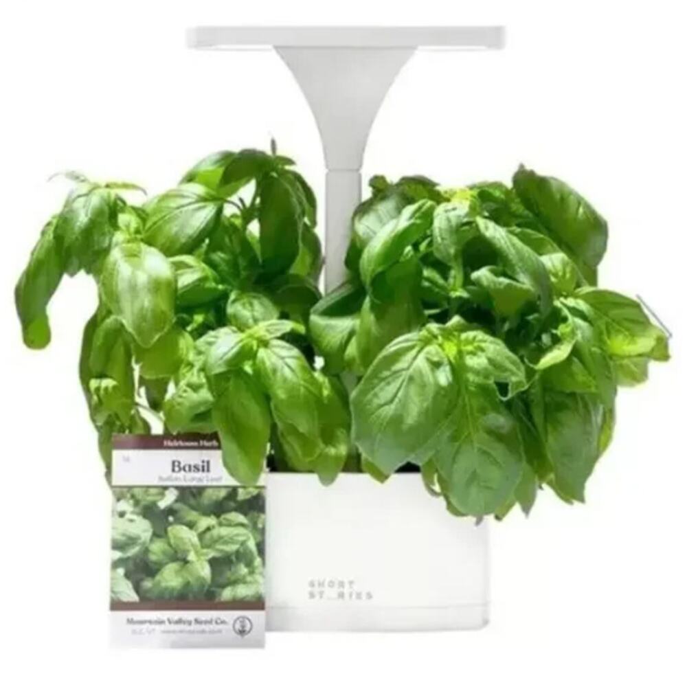 White Indoor Herb Garden Planter with Grow Light - Basil Ready